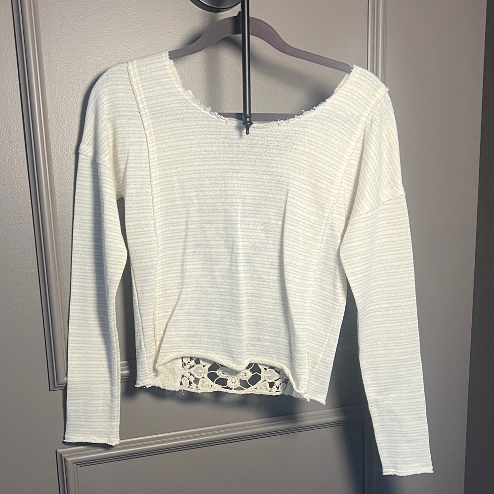 Bershka Cream Long Sleeve Women's Top